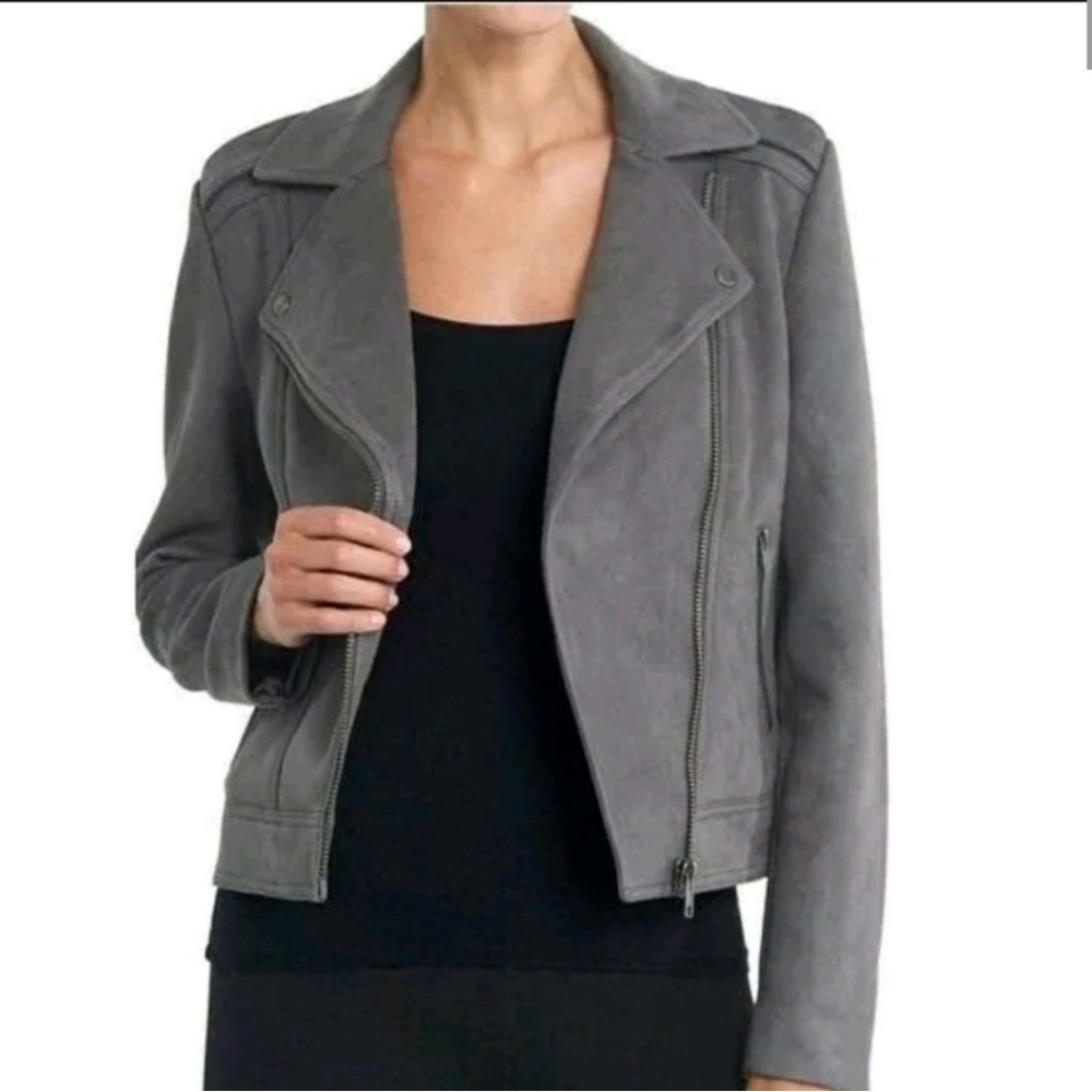 Philosophy Charcoal Grey Faux Suede Leather Jacket Large NWT